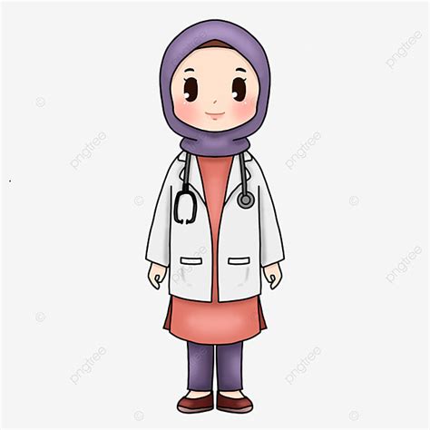 Hijab Chibi Png Image Cute Chibi Hijab Muslim Female Doctor Cartoon