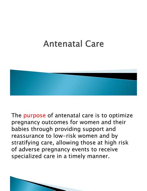 Antenatal Care Routine Antenatal Care Describes The Standard Schedule