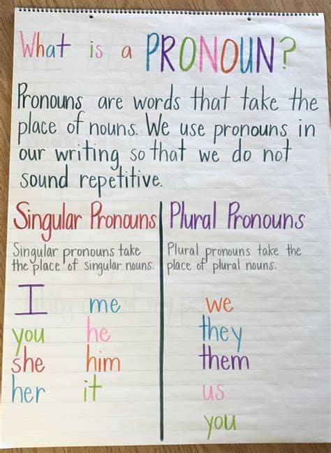 Pronoun anchor chart- singular and plural | Pronoun anchor ...