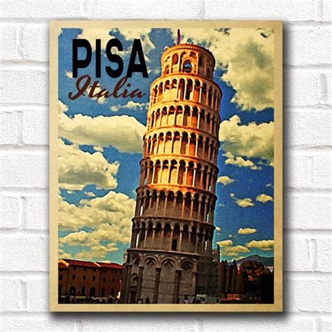 Tower Of Pisa Vintage Travel Poster Printable By Niftyprintables