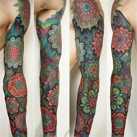 Bunch Of Flower Mandalas Tattoo Sleeve Best Tattoo Ideas