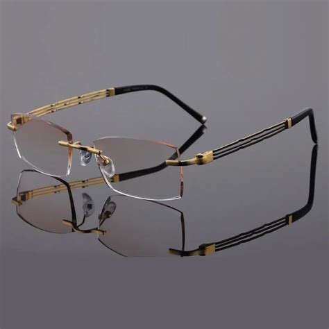 Reven Jate 003 Pure Titanium Rimless Diamond Cutting Man Glasses Frame Optical Prescription