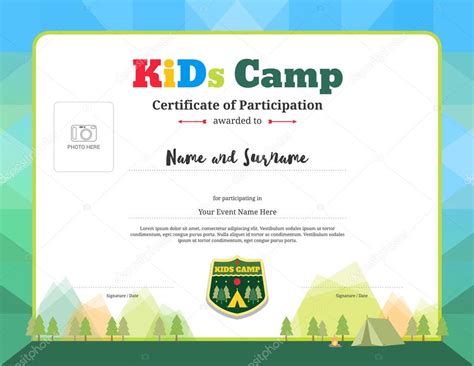Colorful And Modern Certificate Of Participation For Kids Activities