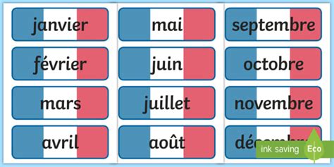 Months Of The Year In French Word Cards Teacher Made
