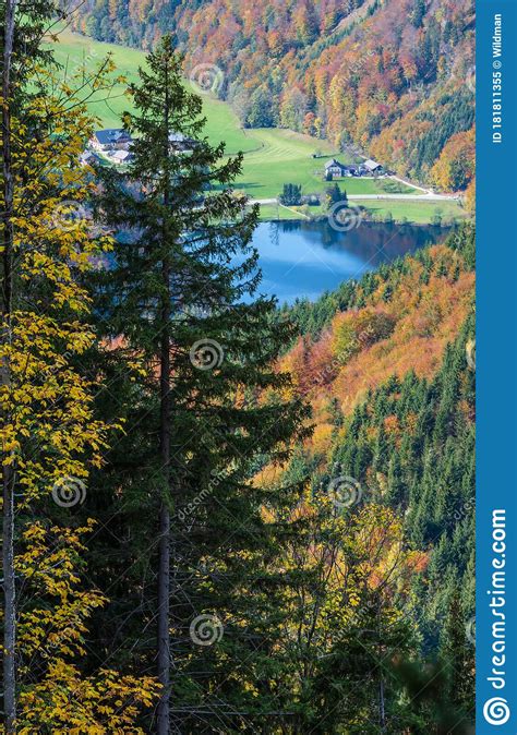 Small Picturesque Autumn Alps Mountain Lake Krotensee View