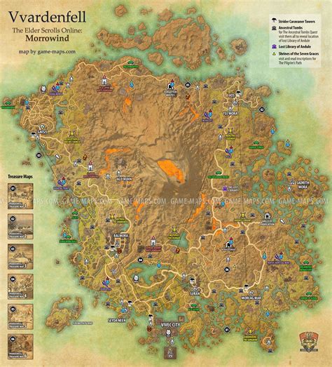 Vvardenfell Zone Map For The Elder Scrolls Online Morrowind Vivec