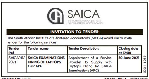 Tender notice (tn) / invitation for bid(ifb) title of tender: Appointment of a Service Provider to Supply with Laptops ...