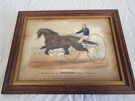 Currier And Ives Antique 1871 Print Dexter Horse Racing