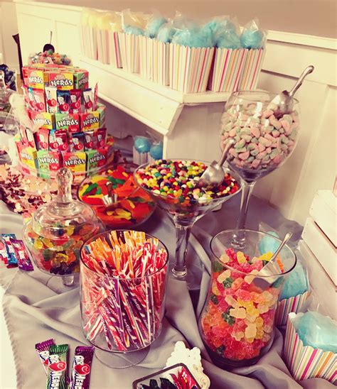 Rainbow candy table we made for a Sweet 16 Party Candy Theme Birthday