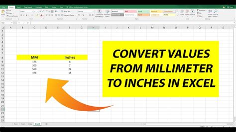 Convert Mm To Inches In Excel Using A Simple Formula Youtube