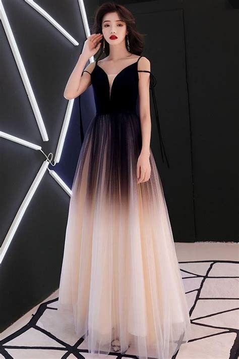 Unique Black Tulle Long Prom Dress Black Tulle Evening Dress Elegant