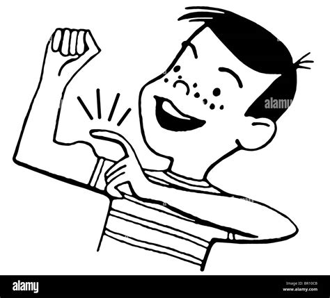 Boy Flexing And Tapping Muscles Stock Photo Alamy