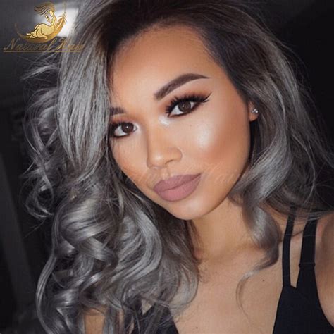 Cheap 3pcs With Closure Ombre Silver Body Wave Brazilian Grey Hair