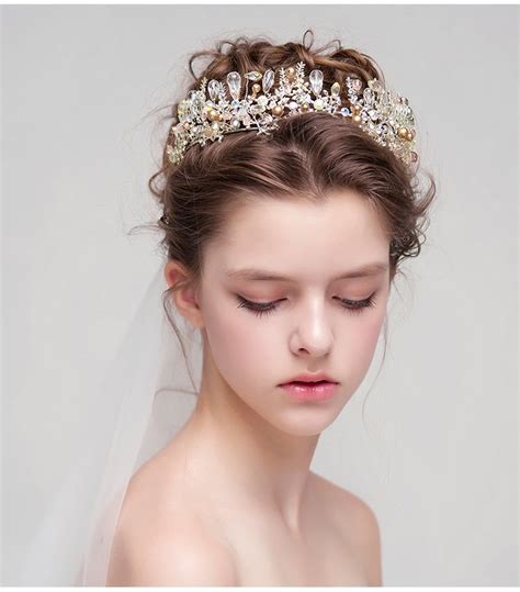 Crystal Rhinestones Bridal Crown Tiara Handcrafted Bridal Hair Bride