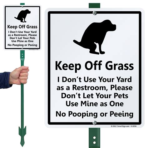 Keep Off Grass Lawnboss Sign No Dog Pooping Or Peeing Sign