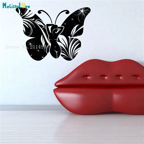 Vinly Wall Decals Lady Butterfly Sex Wallpaper Sticker Home Decor For Woman Living Room Self