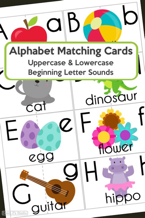 Alphabet Matching Cards Uppercaselowercasebeginning Letter Sounds