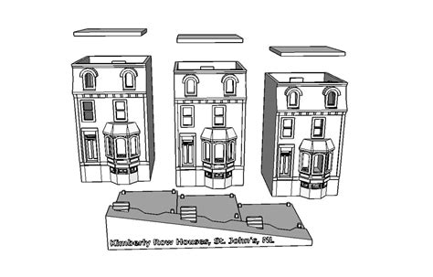 N Scale Newfoundland Row Houses Model Building Kit 3d Etsy Canada