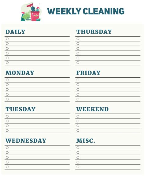 printable free editable cleaning schedule template free printable templates