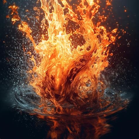 Premium Ai Image Combine Fire And Water