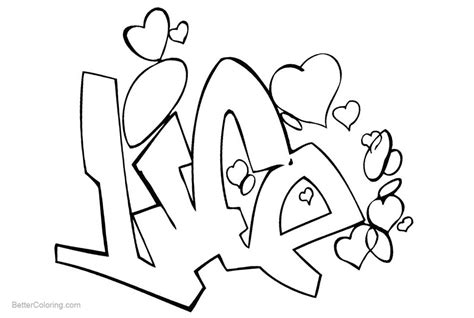 Graffiti Coloring Pages Letters Love Drawing Free Printable Coloring