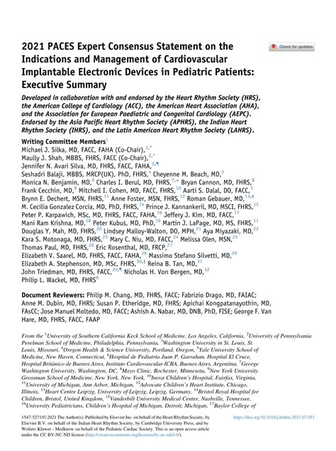 PDF PACES Expert Consensus Statement On The Indications And Management Of Cardiovascular