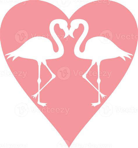 Free Two Flamingos And Heart Illustration 11617892 Png With Transparent