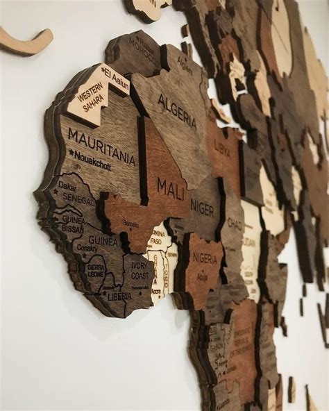 Wooden World Map Flags Pins Rustic Wall Decor House Decor Bedroom Home