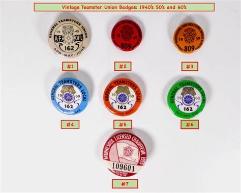 Vintage Teamsters Union Badges 1940 60s Local 162 Etsy
