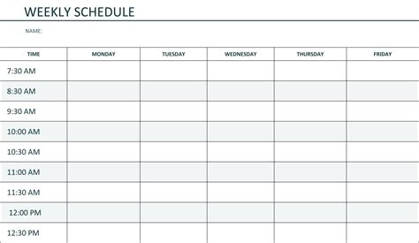 Printable Weekly Calendar Template Monday Friday With Time Slots 010