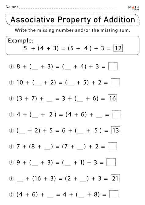 Associative Property Of Addition First Grade Worksheets First Grade