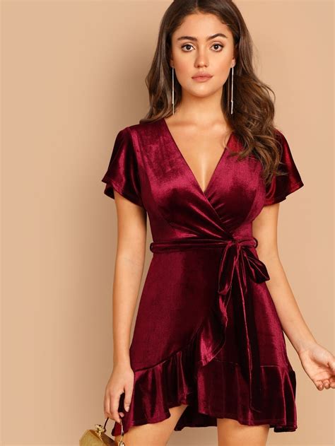 Red Velvet Dress Short Cocktail Dress Velvet Outfit Ideas For Women