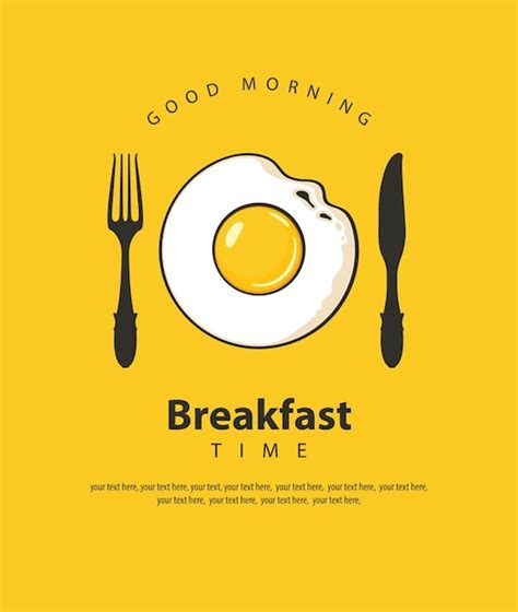 Cartel De La Hora Del Desayuno Vector Premium