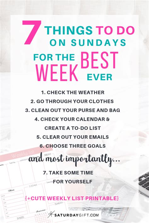 7 Things To Do On Sundays For The Best Week Ever Weekly Planner