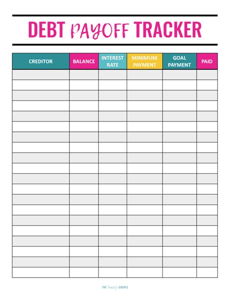 Free Bill Payment Tracker Printable