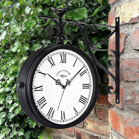 Wjieh Double Sided Clock Waterproof Outdoor Clock For Patio Garage