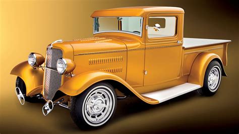 Orange Classic Pickup Truck Art Car Old Car Hd Wallpaper Wallpaper