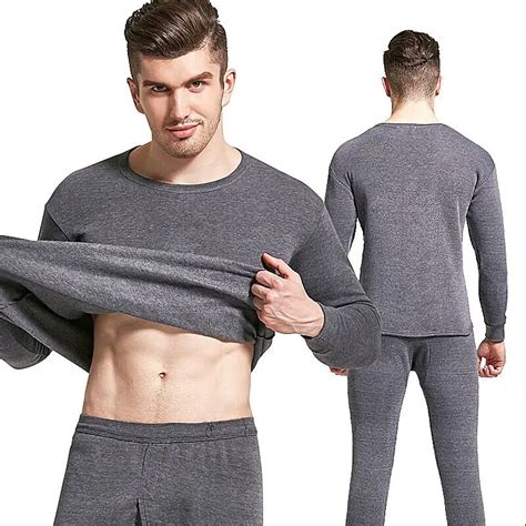 2018 men thermal underwear long johns men autumn winter tops pants 2 piece set keep warm thick