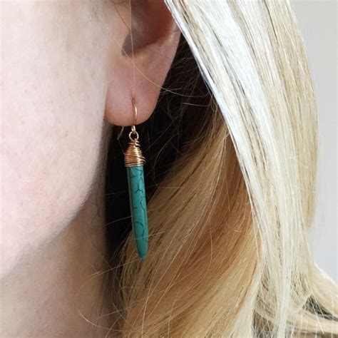 Turquoise Spike Earrings Etsy