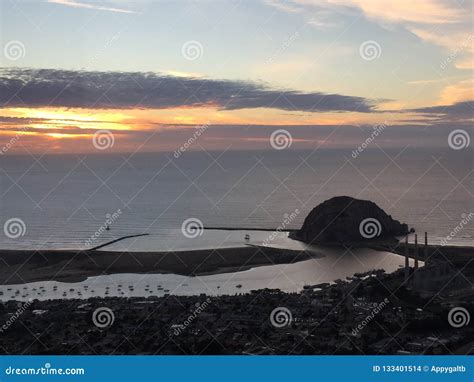 Morro Bay Aerial Photo At Sunset Stock Photo Image Of Beach