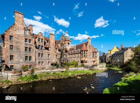 View Of Water Of Leith River At Dean Village With Historic Wells Court