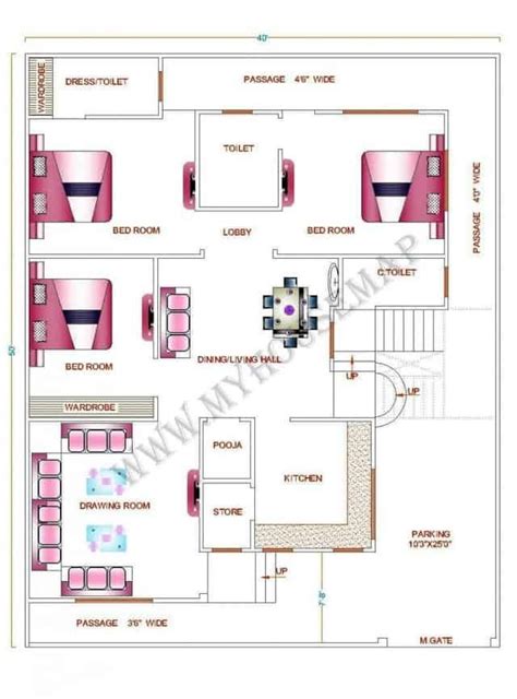 4bhk House Plan For Simple Ground Floor Design With Car Parking