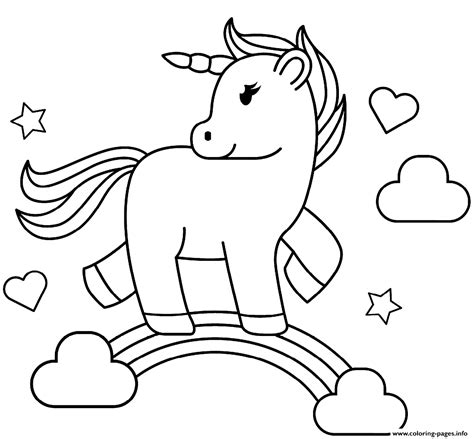 Unicorn With Rainbow Coloring Page Printable