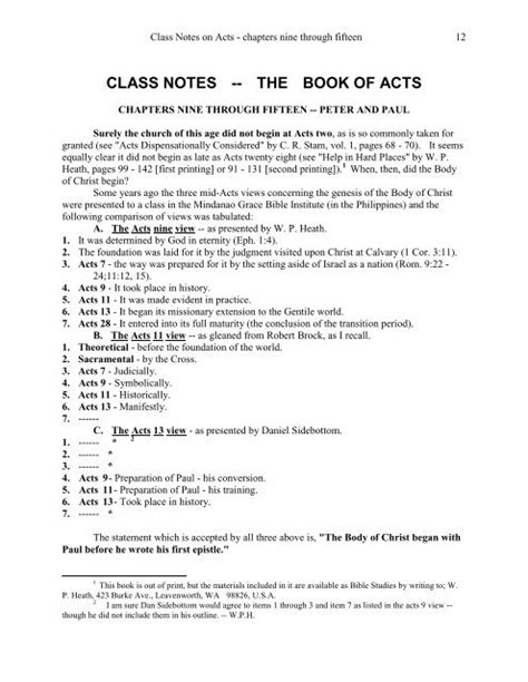 Class Notes The Book Of Acts Things To Come Mission