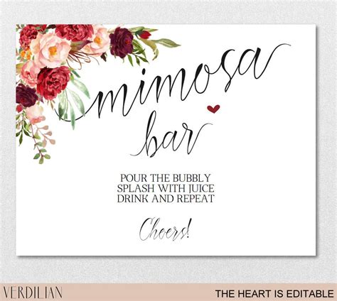 Printable Mimosa Bar Sign Template Free Printable Templates