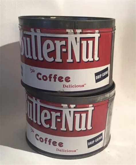 Lot Of 2 ~ 1 Lb Butternut Coffee Tin Can ~ No Lids Or Keys 1175