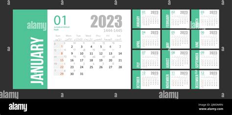 Calendario Islámico Hijri Y Gregoriano 2023 Plantilla De Celebración