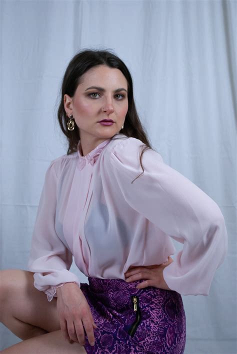 romantic sheer blush button up blouse 80s vintage victorian etsy