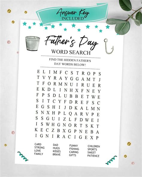 Fathers Day Word Search Fathers Day Holiday Game Etsy