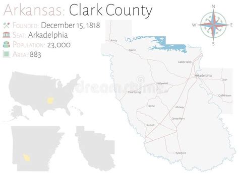 Map Of Clark County In Arkansas Large And Detailed Map Of Clark County